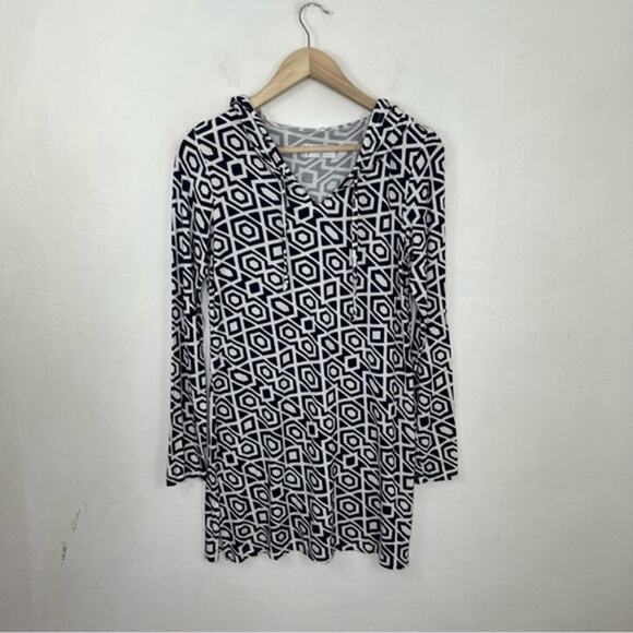 Mott 50 Navy Diamond Nancy Hooded Cover Up SPF 50 Bamboo Size Small - Picture 1 of 12